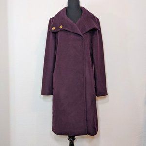 Ann Taylor Felt Purple Gold Button Trench Coat